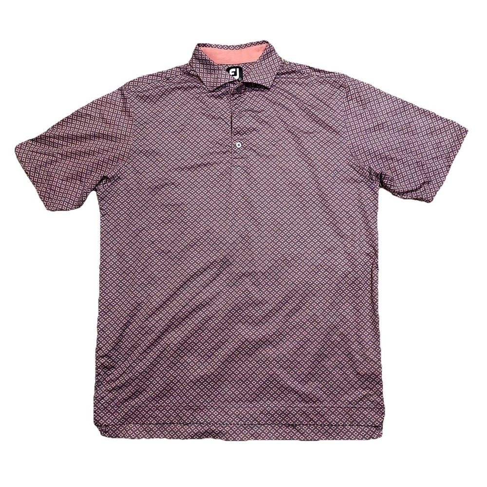 FootJoy Mens Golf Polo Shirt Purple Pink Diamond Performance Athletic StretchXL